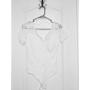 White lace body suit